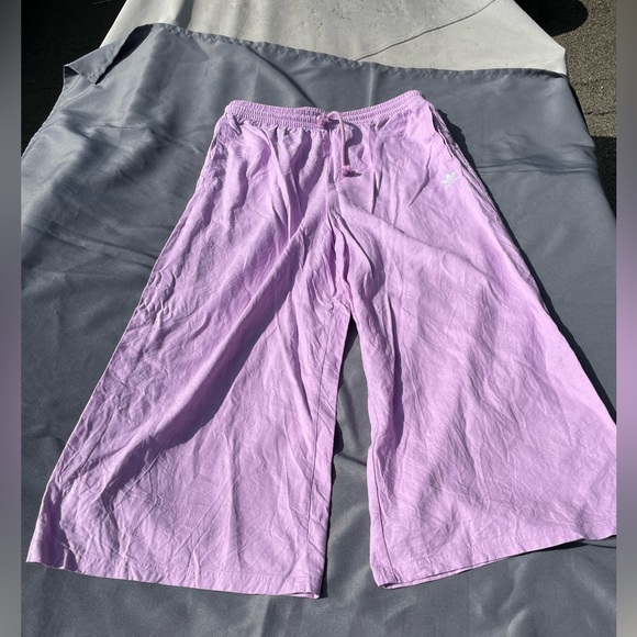 Linen Blend Wide Leg 7/8 Pants Adidas Original Lavender - XL - Picture 7 of 10
